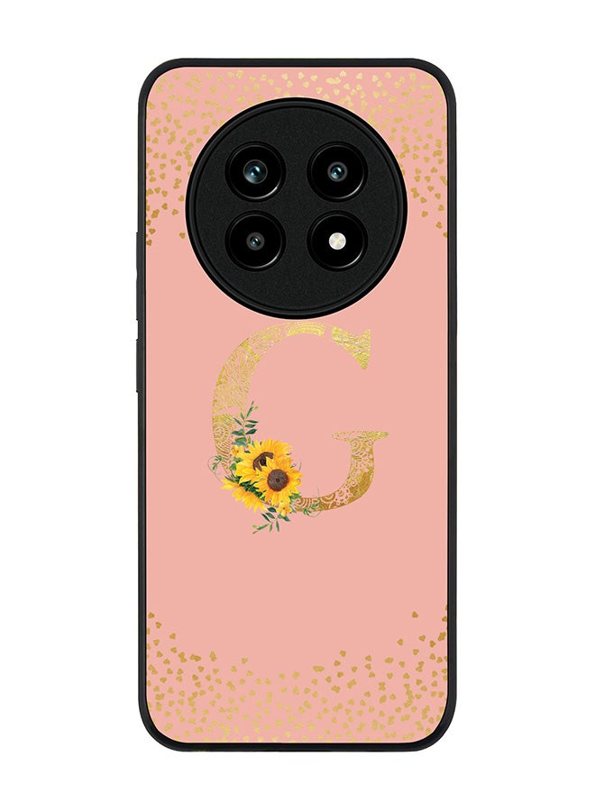 For Realme 13 Pro / 13 Pro+ Case,Slim fit Camera Protection, Shockproof Thin Phone cover  - Custom Floral Monogram - G  (Rose Pink )